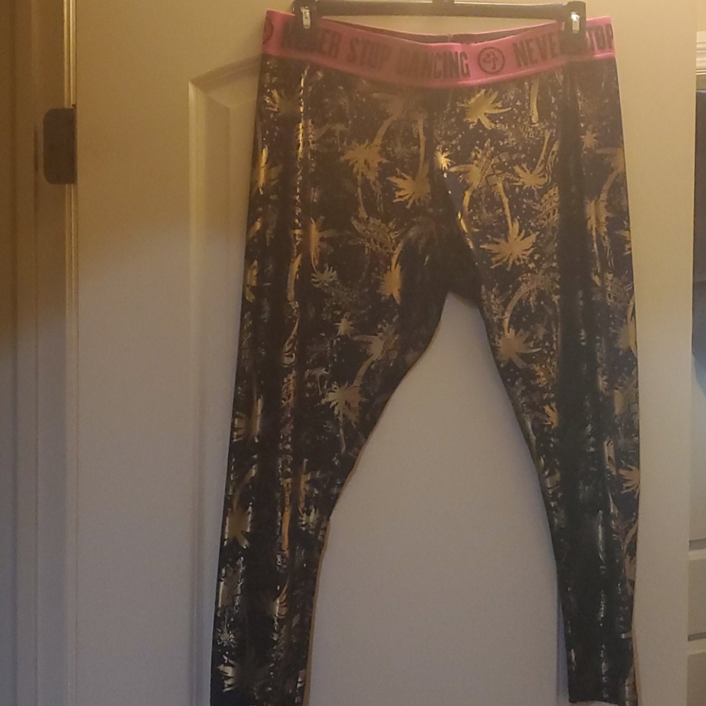 Zumba XXL navy and gold printed leggings